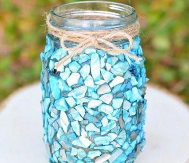 制作浪漫海滩风格的废玻璃瓶收纳盒方法