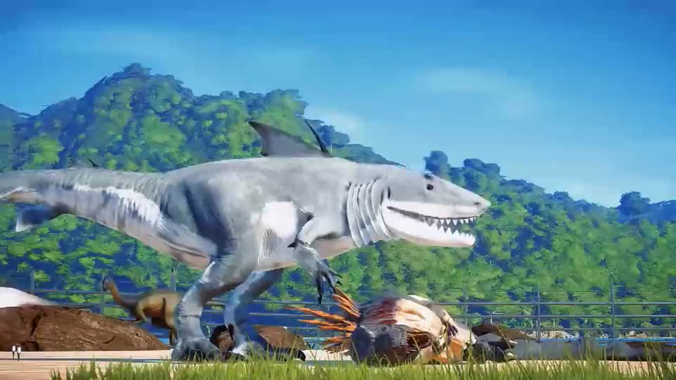 侏罗纪世界:鲨鱼龙野心挺大,还想和霸王龙抢地盘