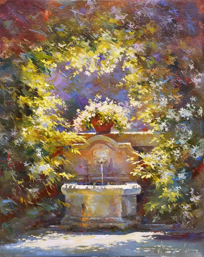 阳光之影,静谧之美,比利时画家约翰笔下的秘密花园