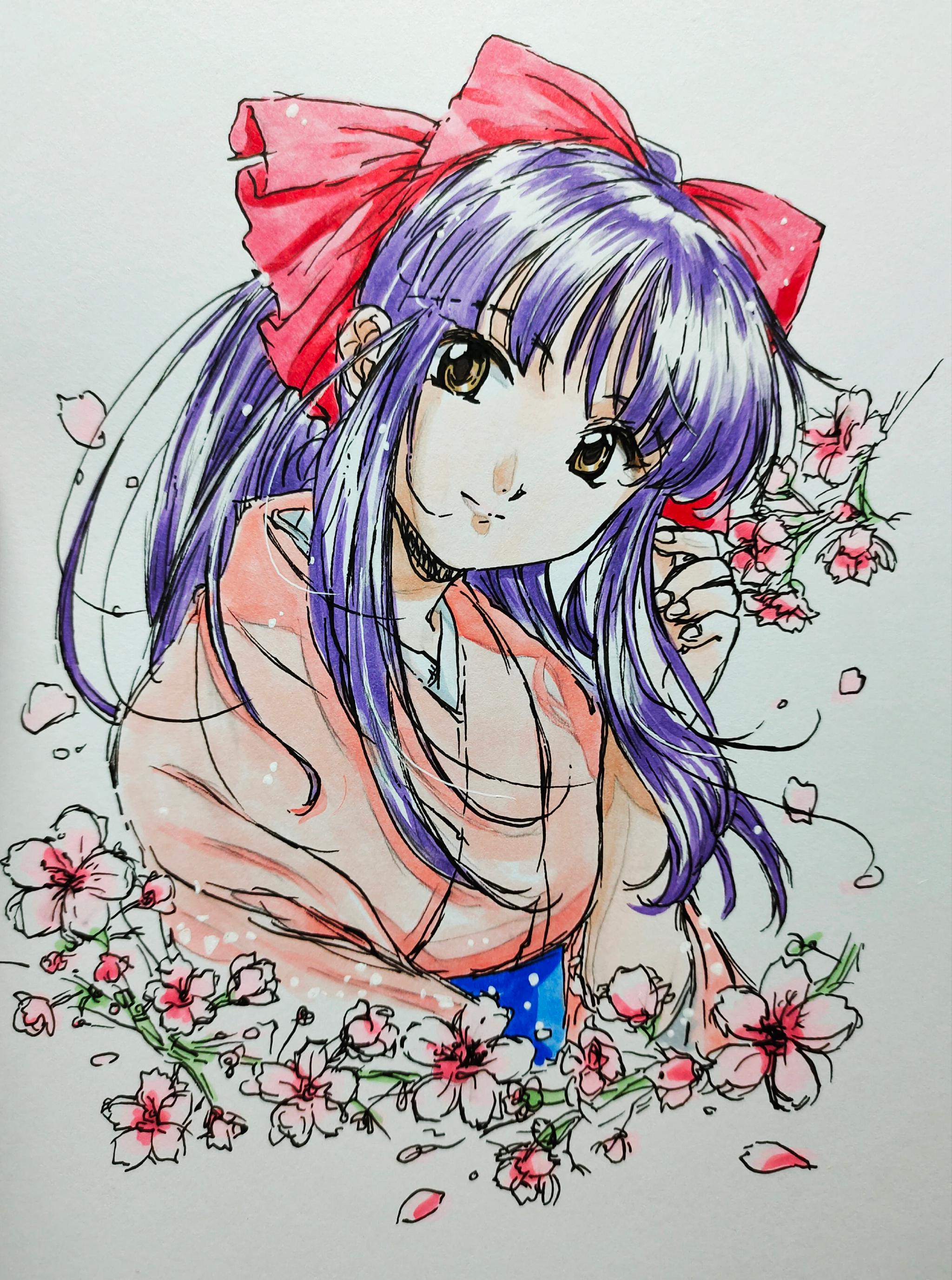 马克笔画樱花大战真宫寺樱北辰一刀流破邪剑征横山智佐