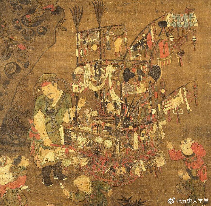 宋朝的《货郎图》,北宋苏汉臣创作的绢本设色画