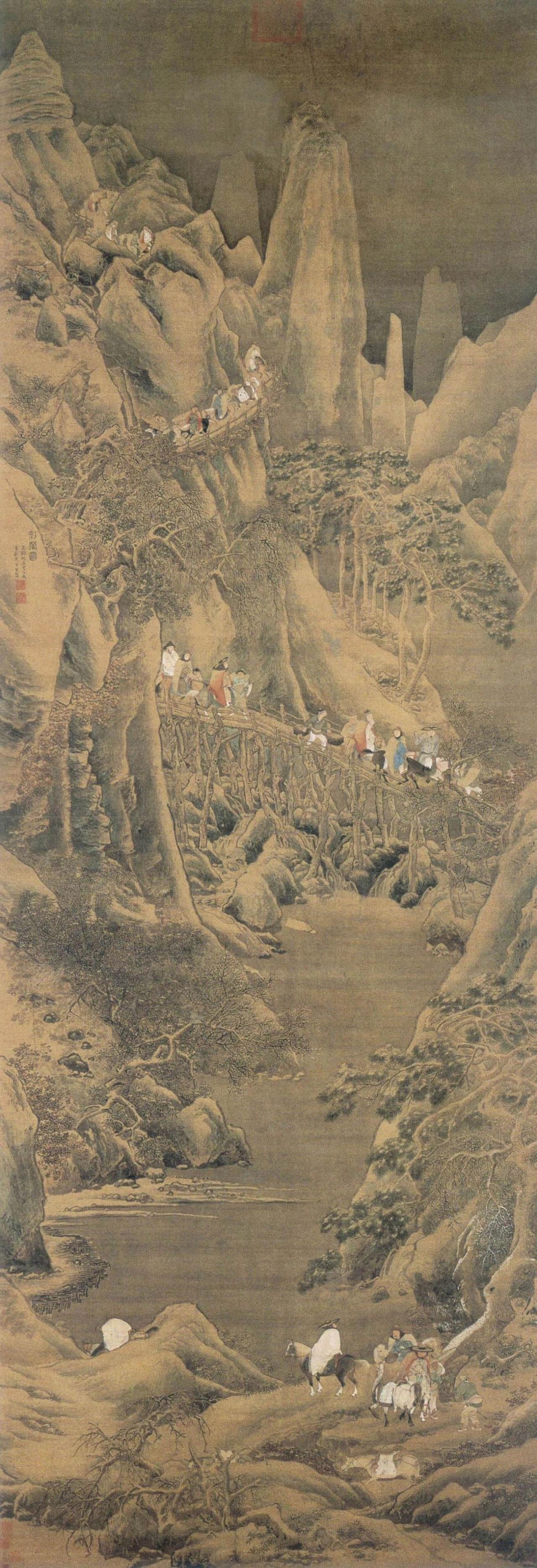 仇英山水立轴精选 仇英(约1497-1552)字实父,号十洲