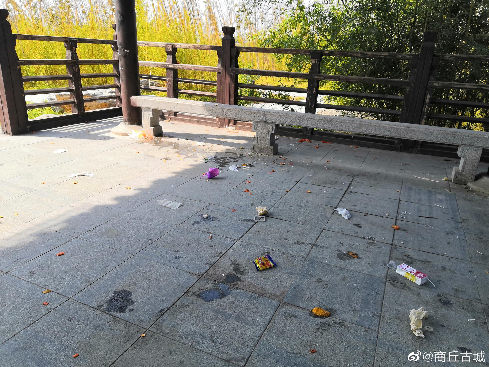今天的汉梁公园,是多么的脏,希望大家爱护环境,爱护商丘.