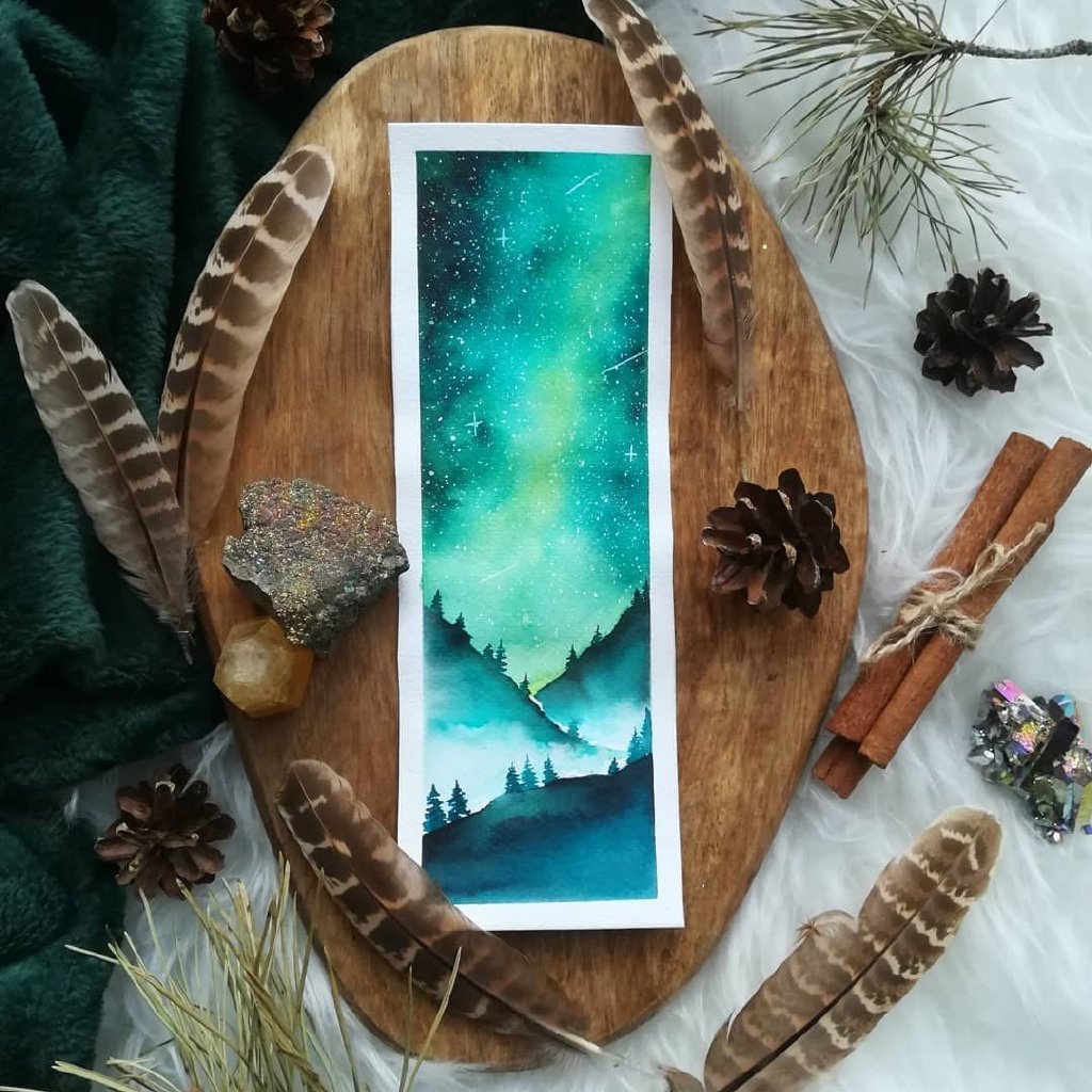 水彩星空小书签 来自