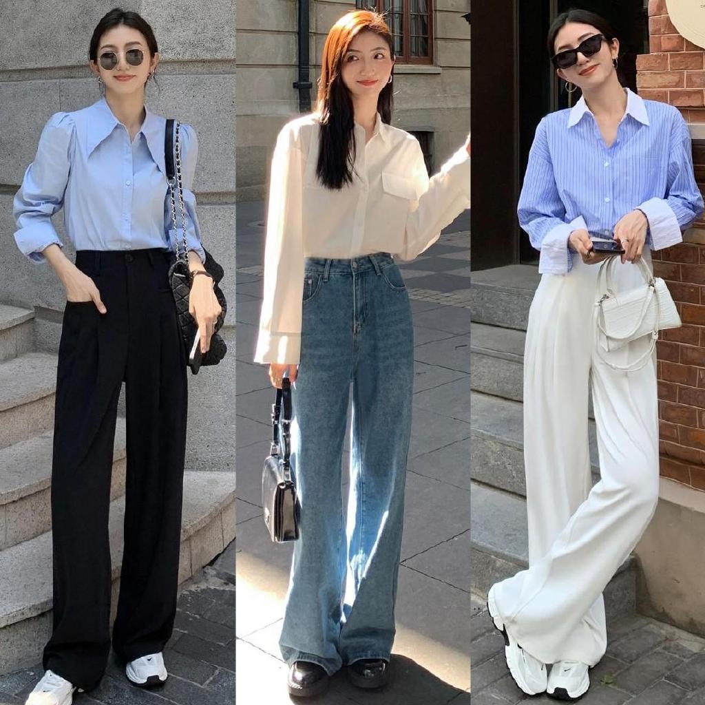 秋天,穿阔腿裤建议搭配这4件上衣