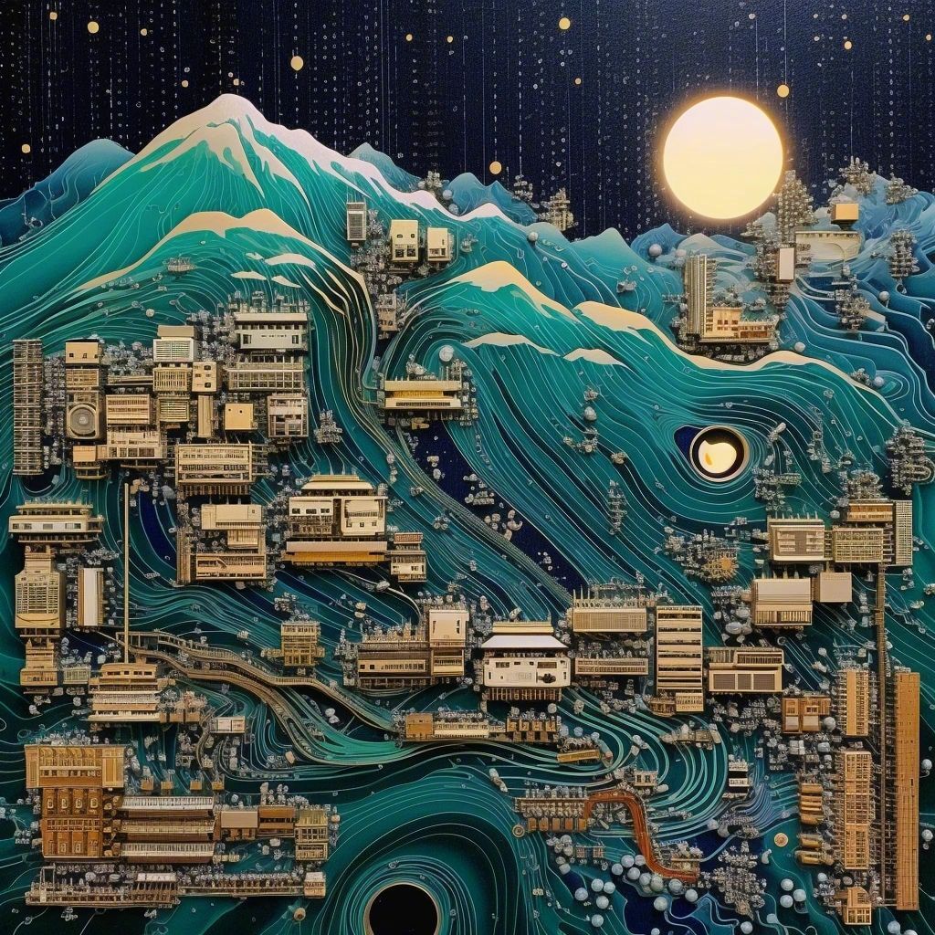 见过电路板,没见过这么好看的电路板,这组 ai 插画创意太棒了 ai 绘画