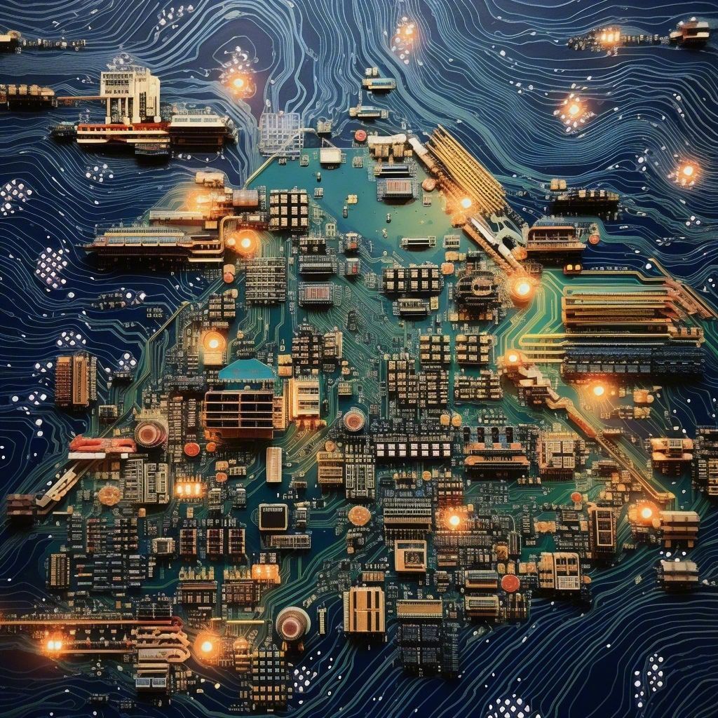 见过电路板,没见过这么好看的电路板,这组 ai 插画创意太棒了 ai 绘画