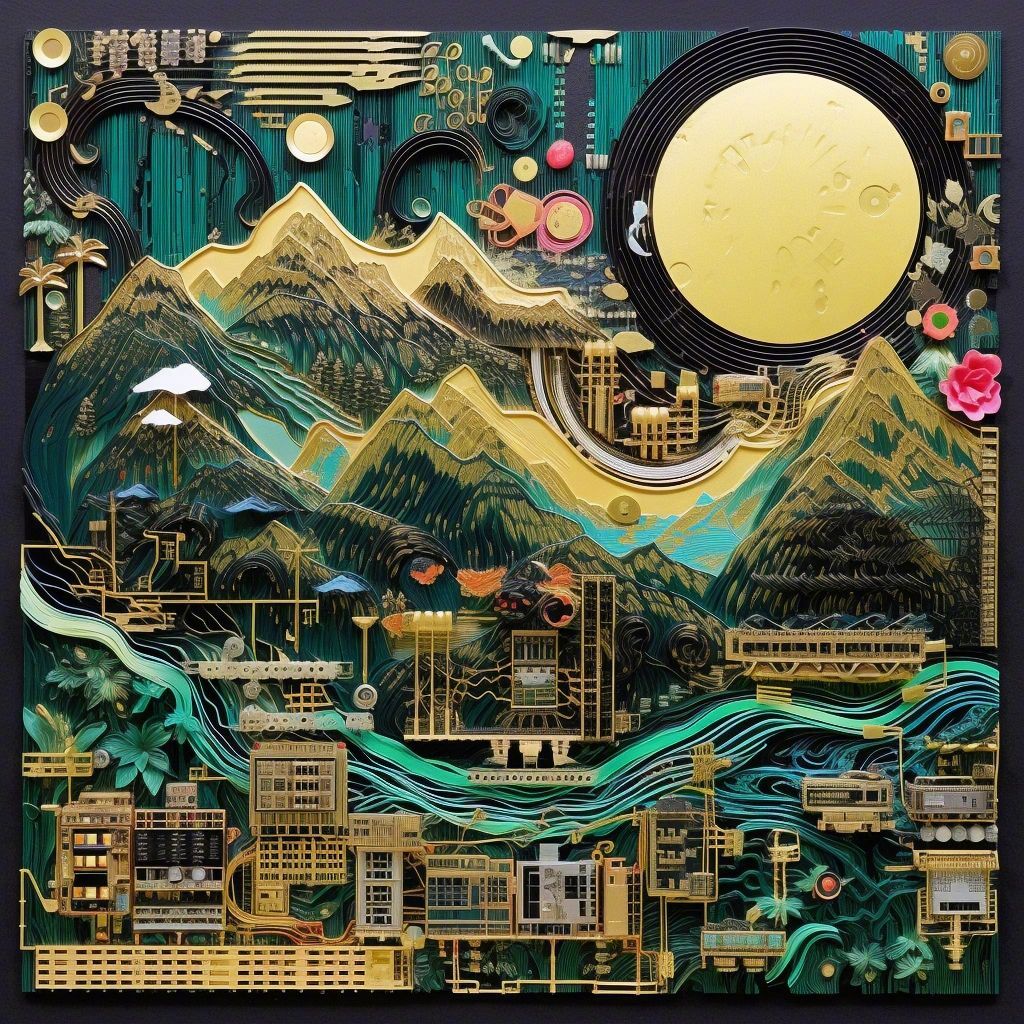 见过电路板,没见过这么好看的电路板,这组 ai 插画创意太棒了 ai 绘画