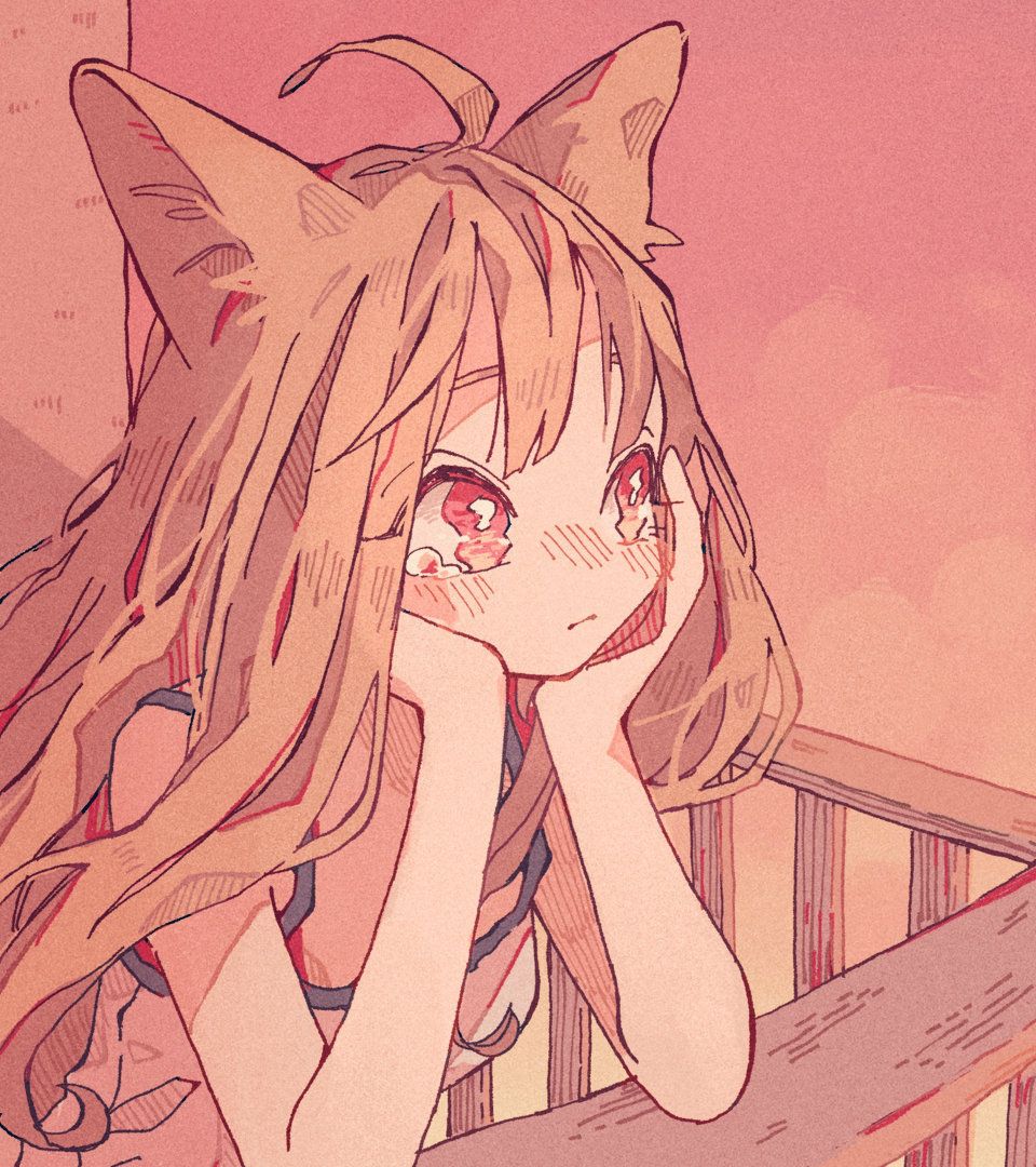 风格简约不拘一格的猫系少女插画配色鲜艳灵动跳跃