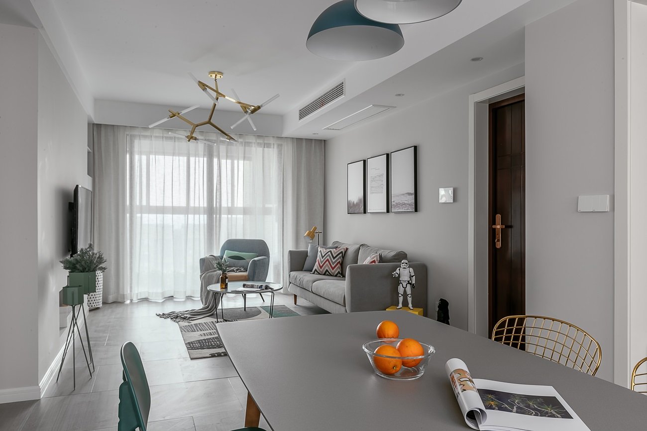 128平米北欧风格设计三居室.简单配色,也能温暖又清新