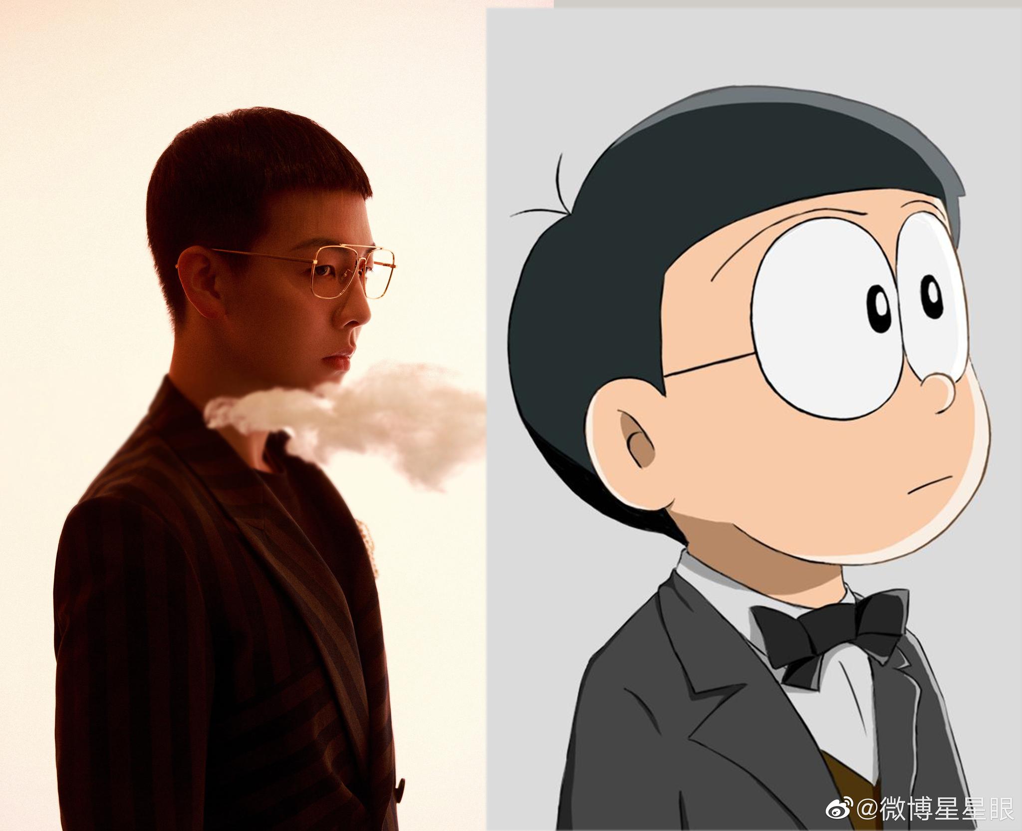 胡夏时尚大片曝光,大雄同款发型搭配时尚休闲西装,深情款款