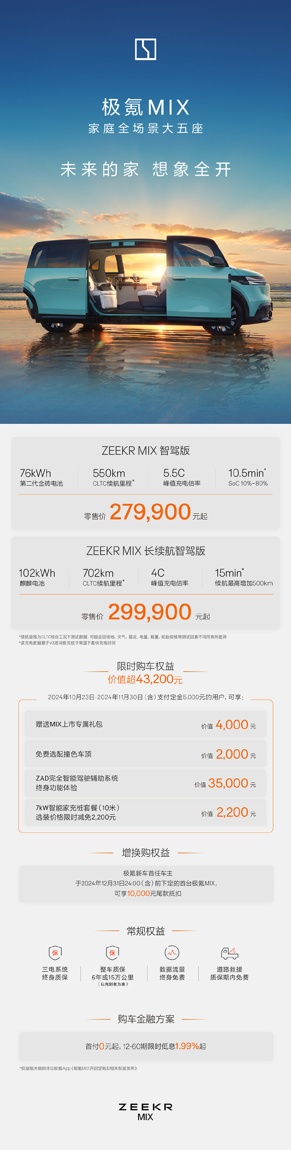 家庭全场景大五座极氪MIX上市,27.99万元起-新浪汽车