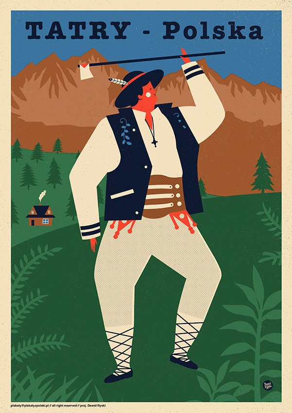 一组扁平风格趣味插画海报设计值得参考的配色和版式