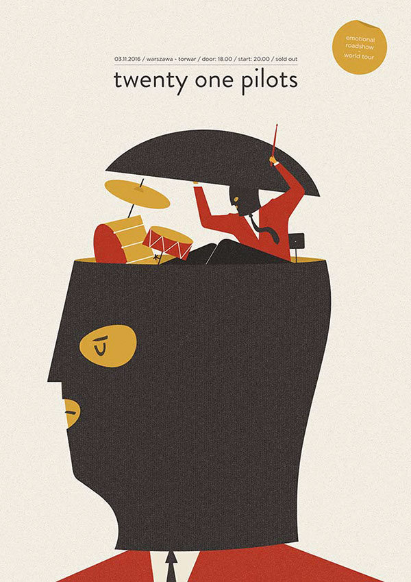 一组扁平风格趣味插画海报设计值得参考的配色和版式