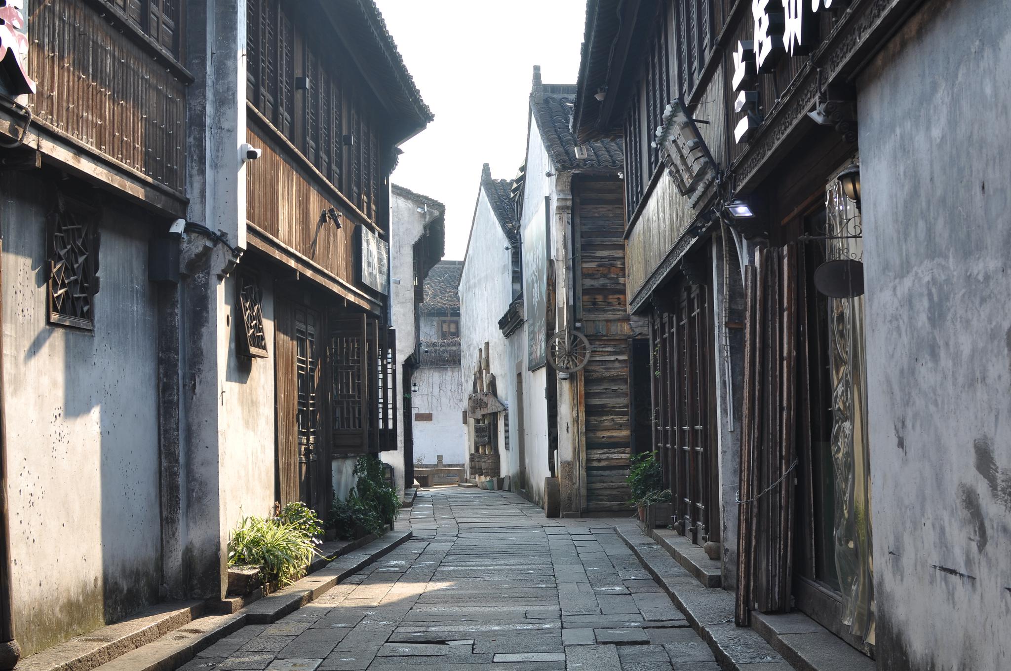 浙江嘉兴月河老街小巷小街迂回曲折纵横交错