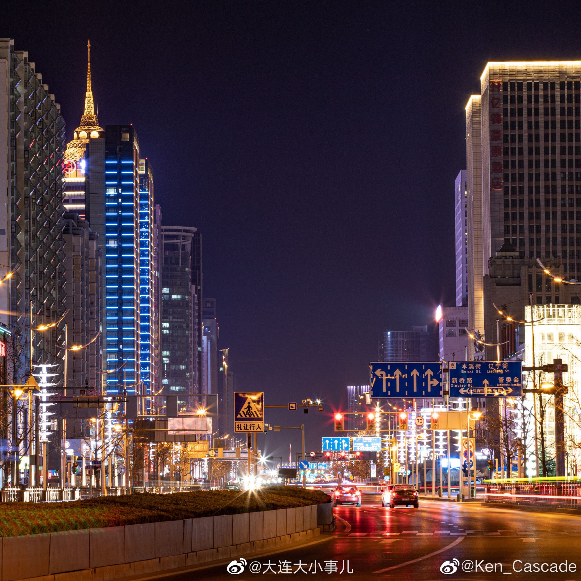 大连开发区夜景金马路开发区文化广场@Ken_Cascade 拍摄