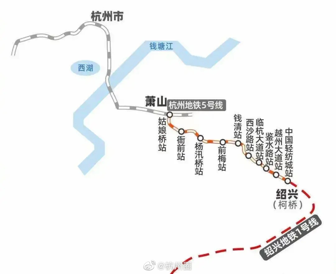 杭海城铁,绍兴地铁1号线柯桥段,分别连接绍兴,嘉兴海宁两地
