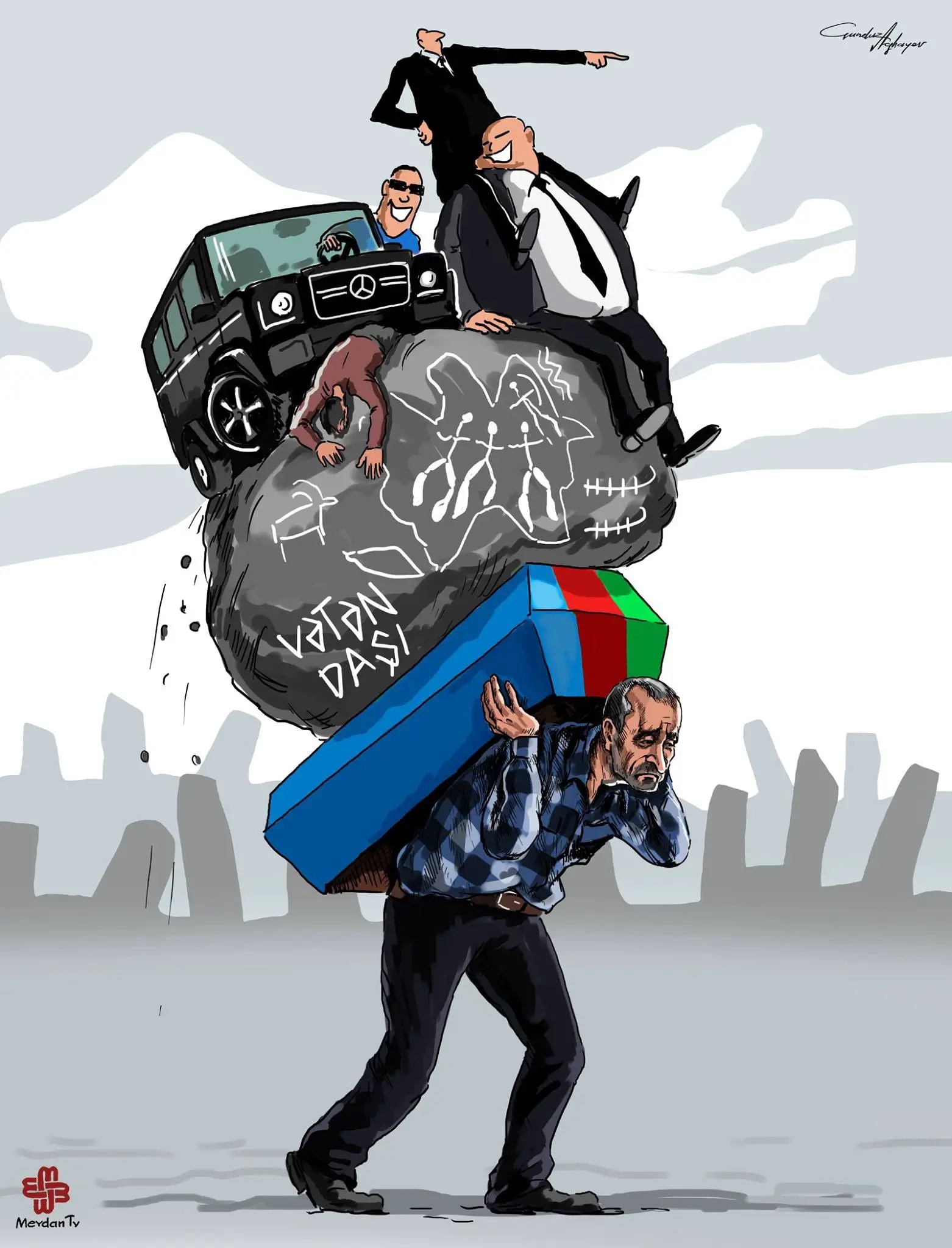 一组讽刺幽默插画作品