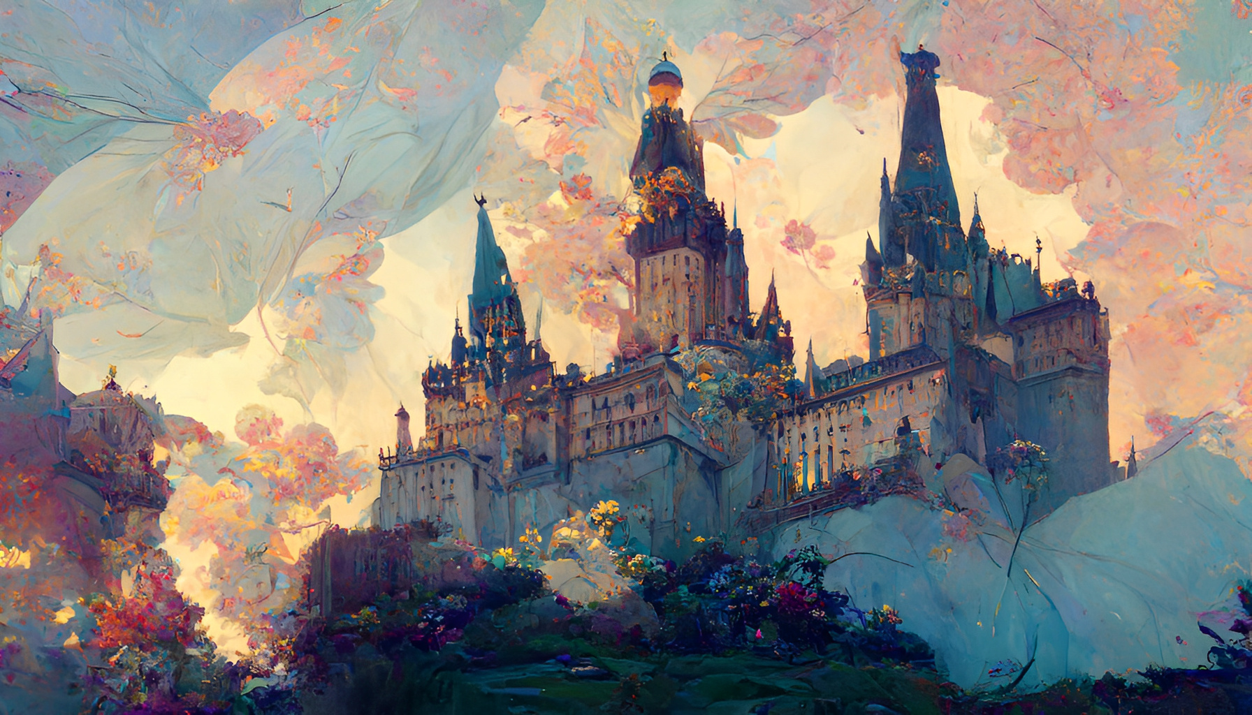 《哈利波特》华丽丽城堡 | ai插画