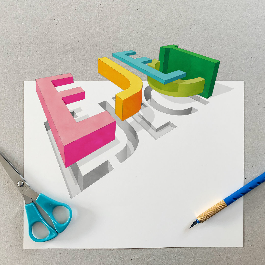 来自设计师 lex wilson 立体感超强的手绘英文字体.