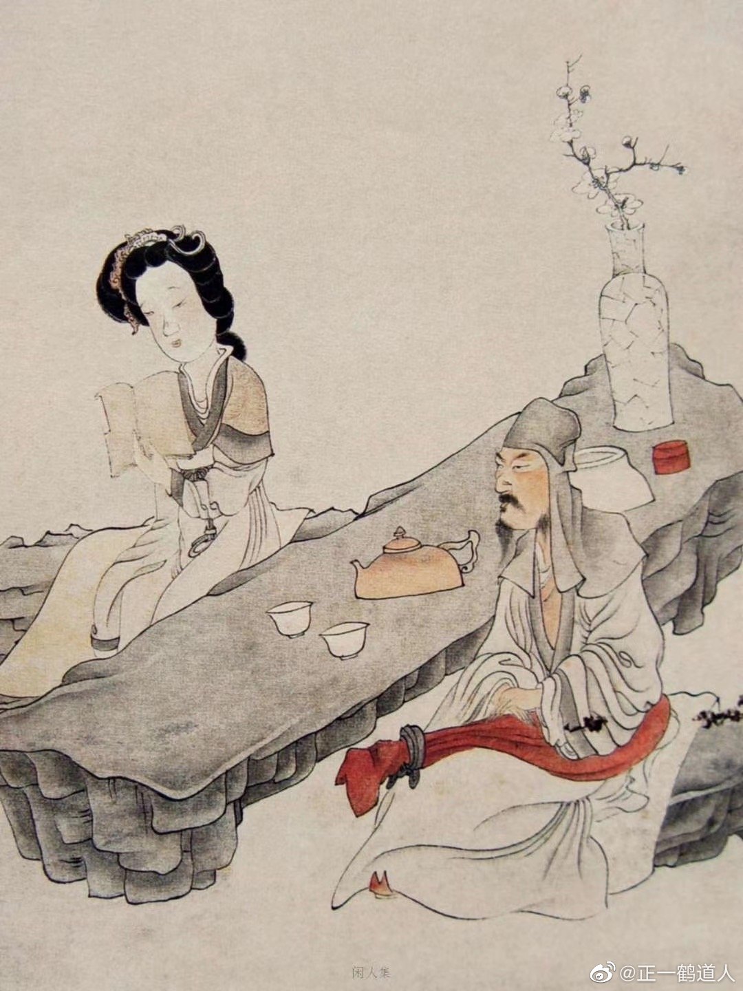 在明代画家陈老莲的笔下无论 文人雅士还是仕女的身边总是