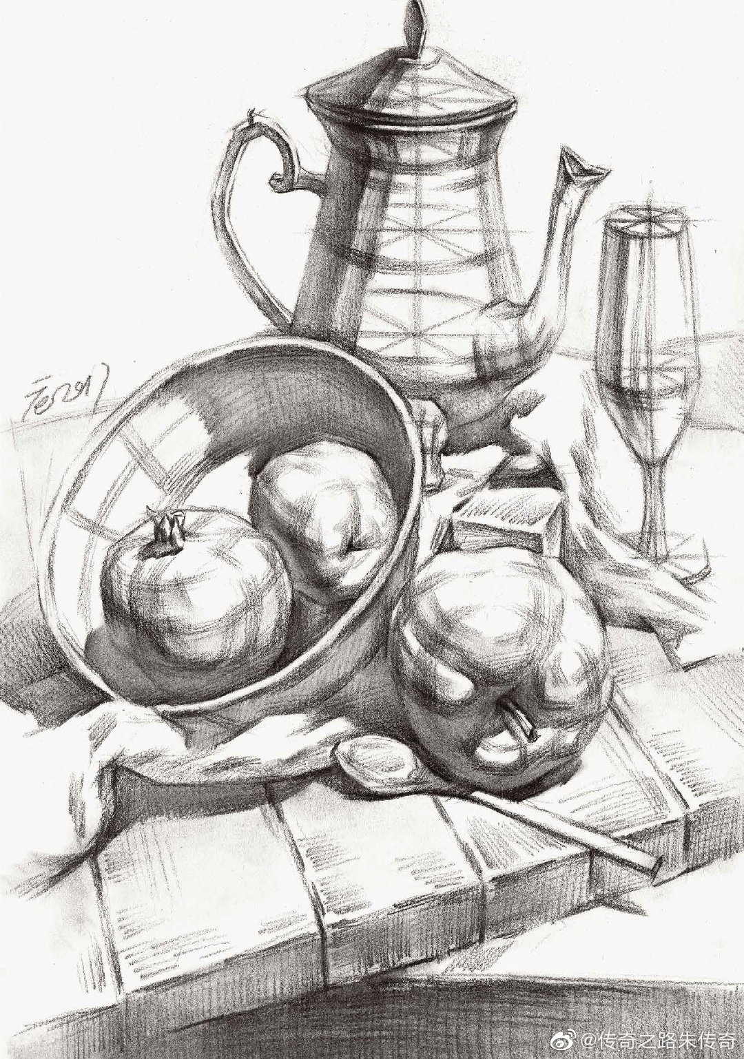 一组素描静物结构