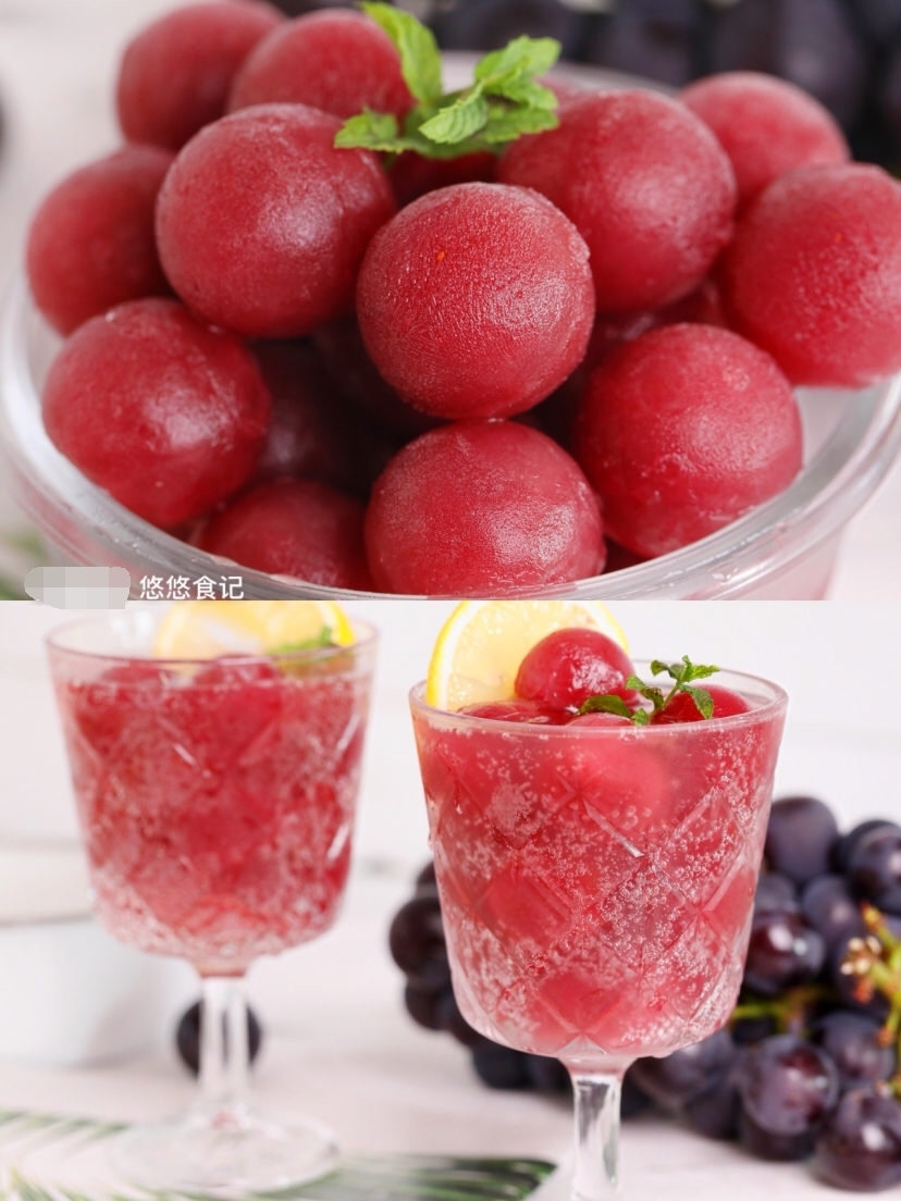 懒人简单三步在家做网红葡萄冰!好吃哭了