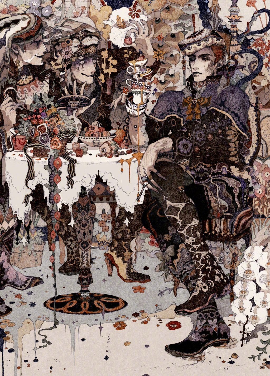 日本插画家秋屋蜻一神秘怪诞的人物插画