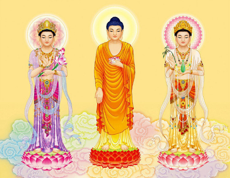 恭迎礼拜西方三圣,愿烦恼远离,心不颠倒,修福修德,平安喜乐.