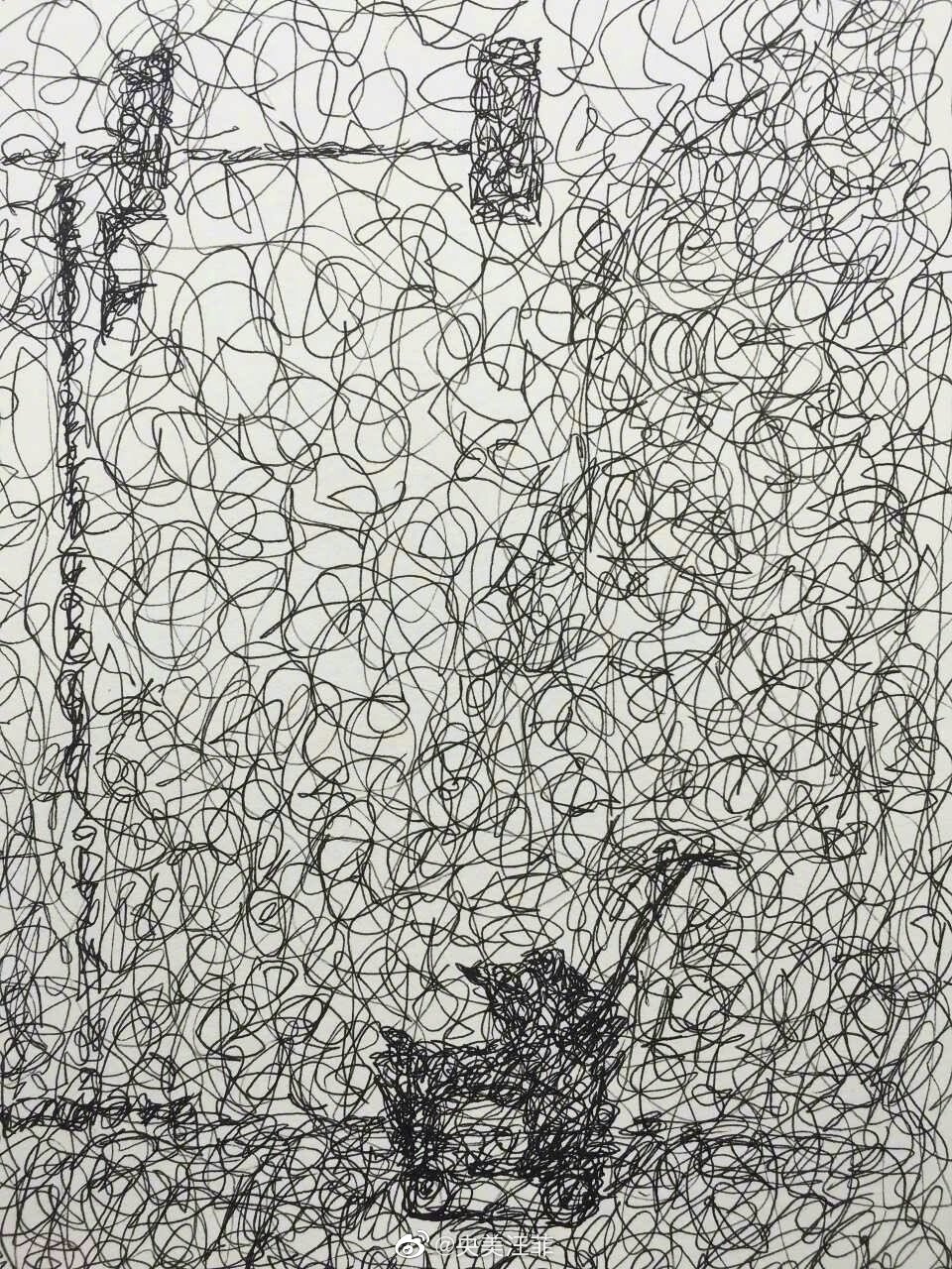 黑白乱线画by