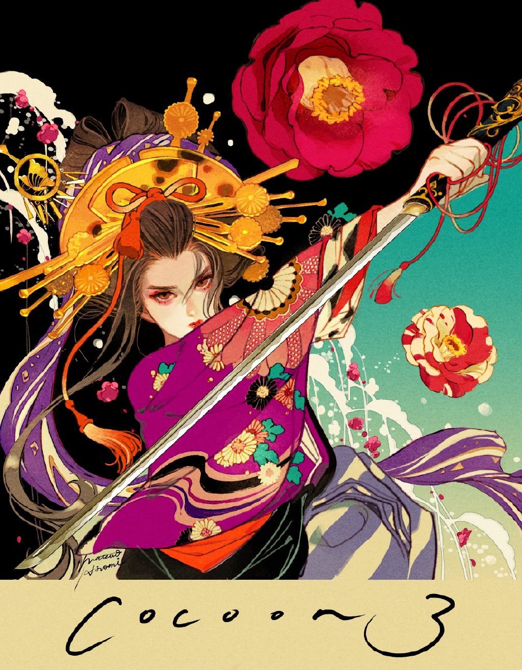 日本人插画师 matuo (twi)笔下的昭和风少女,复古而华丽