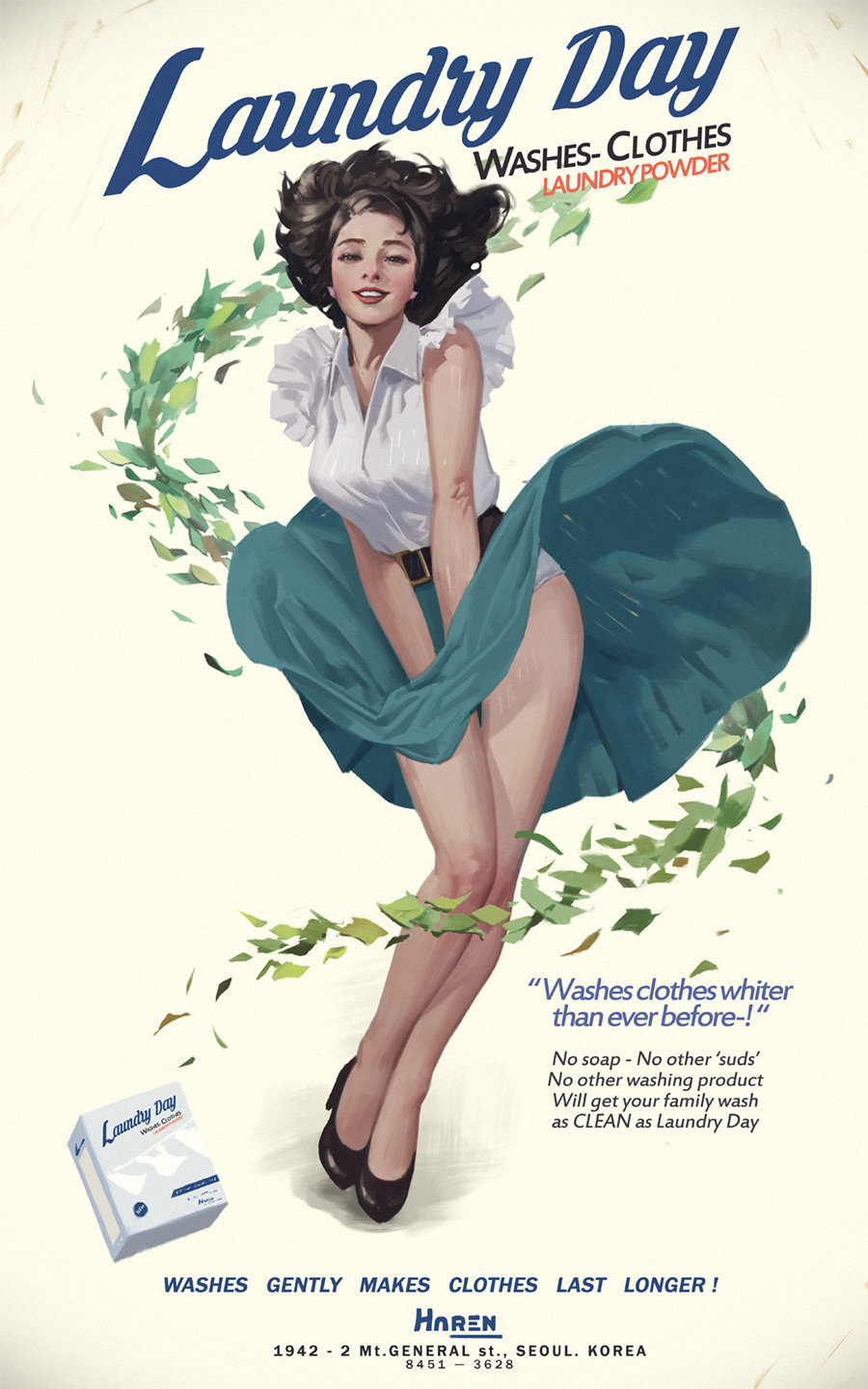 韩国画师kimhanseul笔下的少女插画