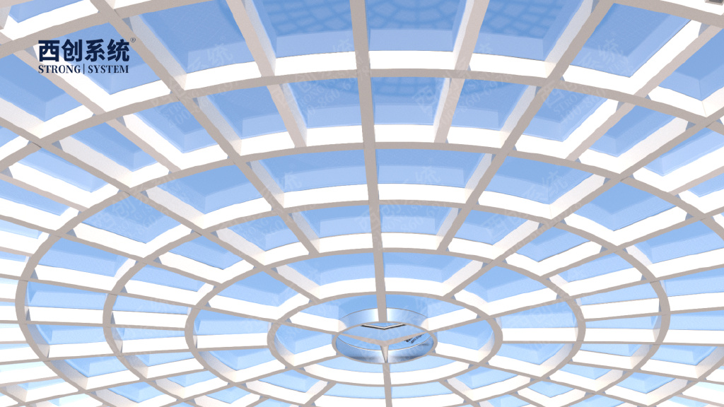 日型精制钢 | 高强度,大跨度,超纤细精致钢采光顶效果 — 西创系统|钢