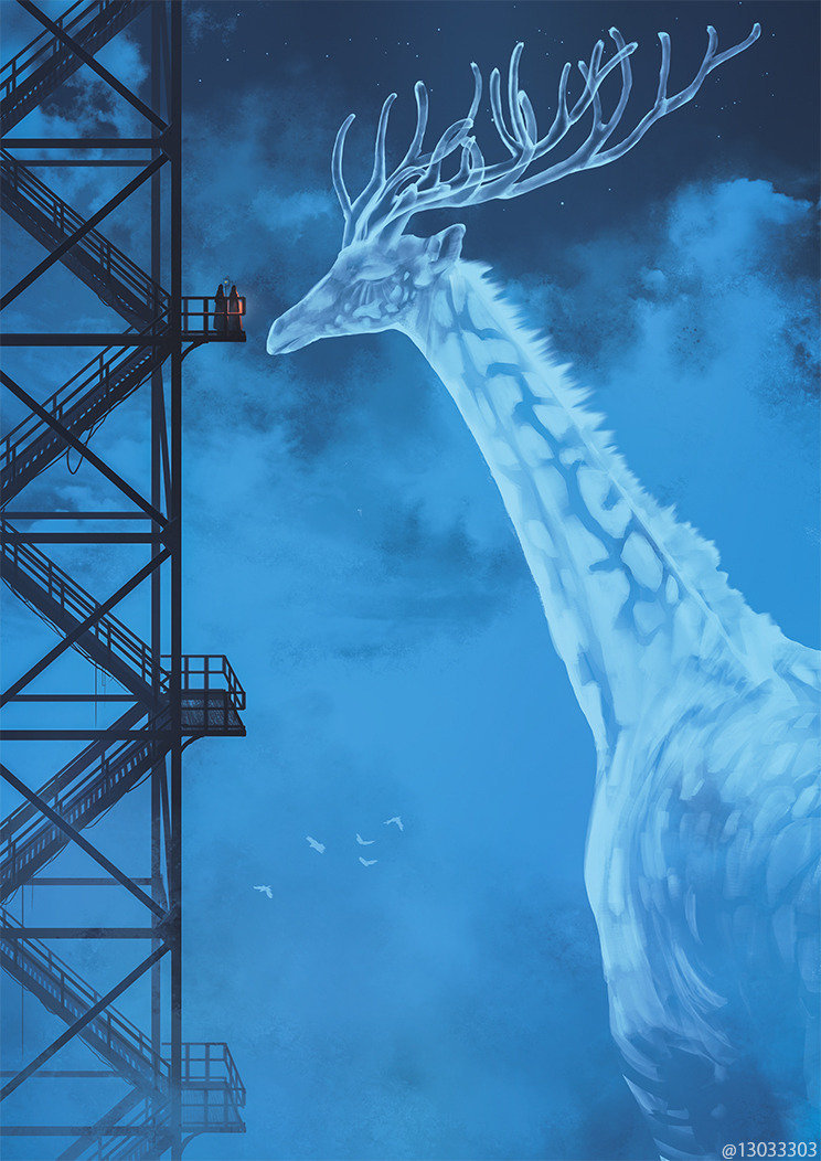 日本插画师 もの久保 笔下温柔的巨大生物