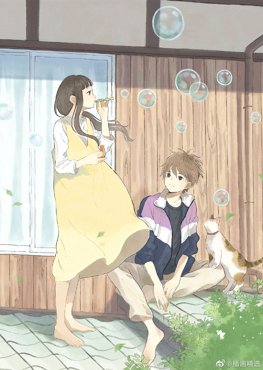 夏日生活日常片段插画画面色彩清新治愈画面细节和笔触细腻温柔