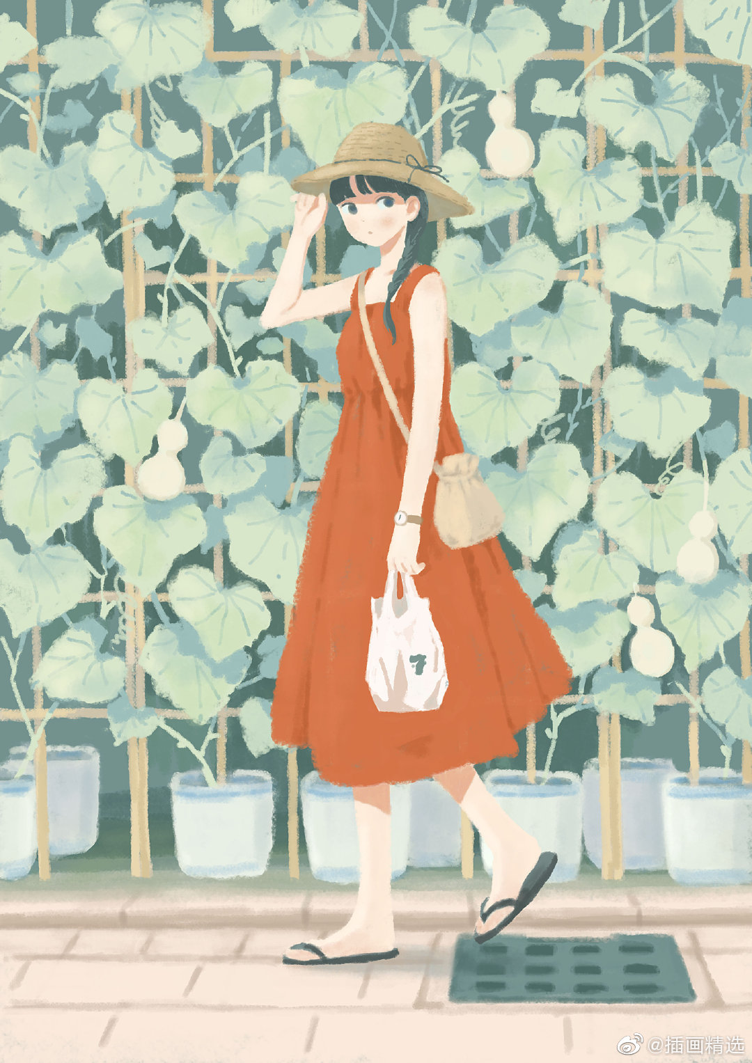 夏日生活日常片段插画画面色彩清新治愈画面细节和笔触细腻温柔