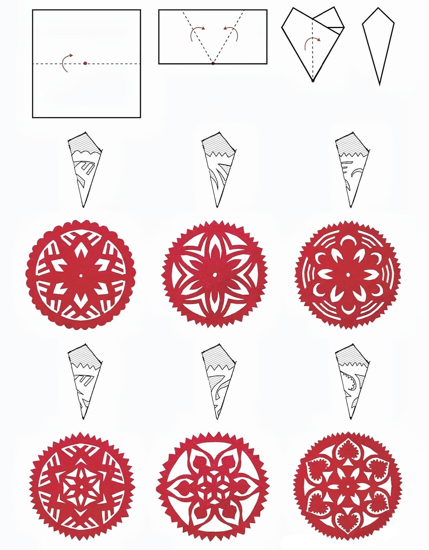 各种窗花剪纸教程转发收藏