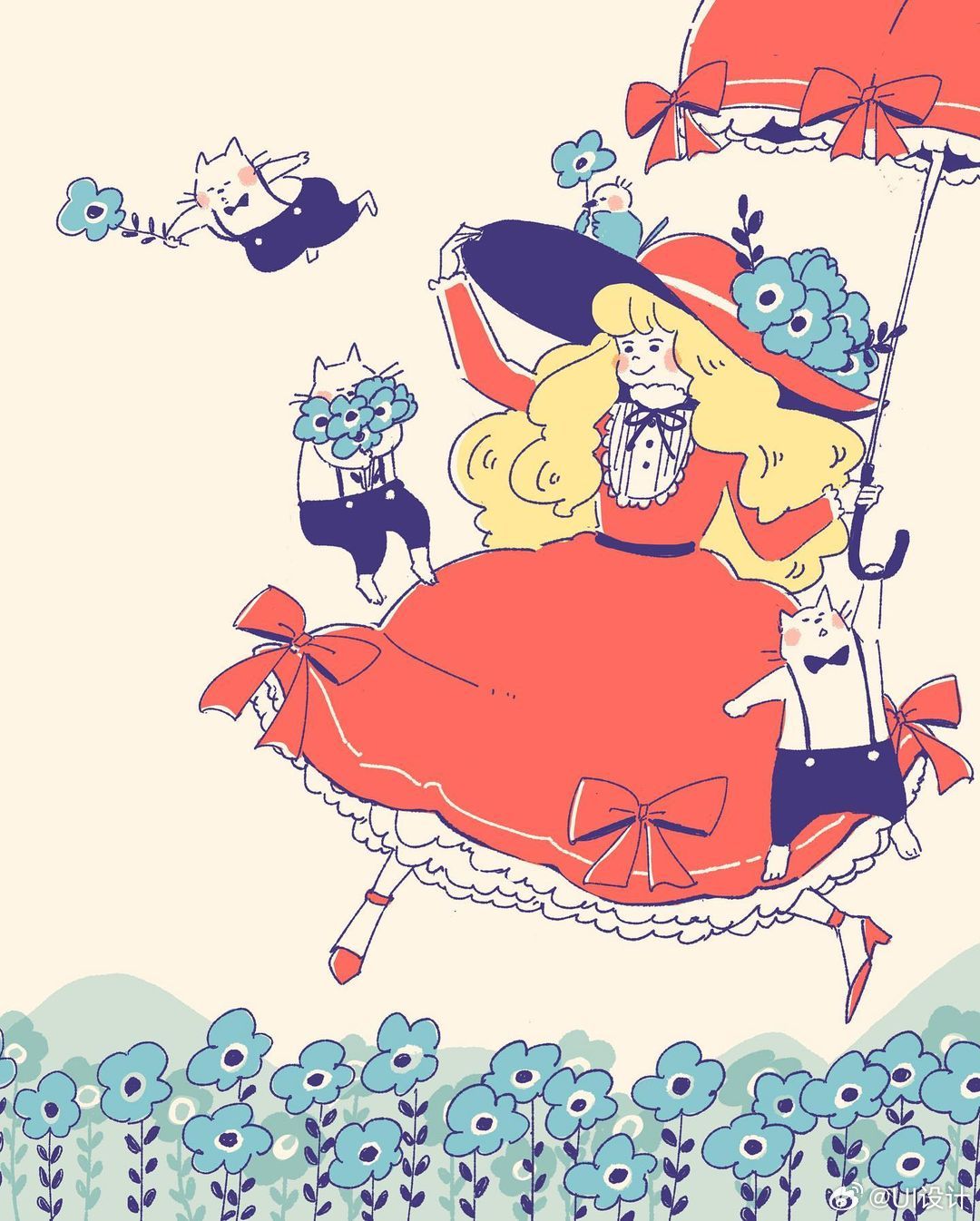 温馨治愈少女卡通形象插画作品|插画|少女|卡通形象_新浪新闻