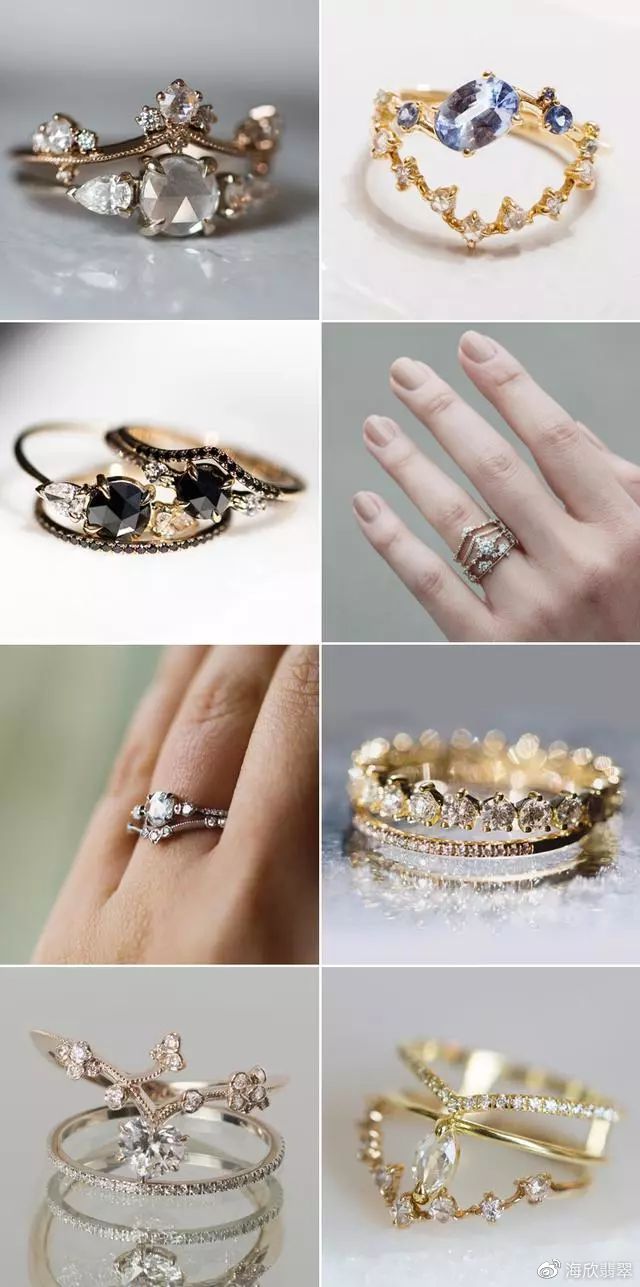 三石款戒指,戒如其名,是连续镶嵌着三颗钻石/宝石的戒指款式,这个戒指