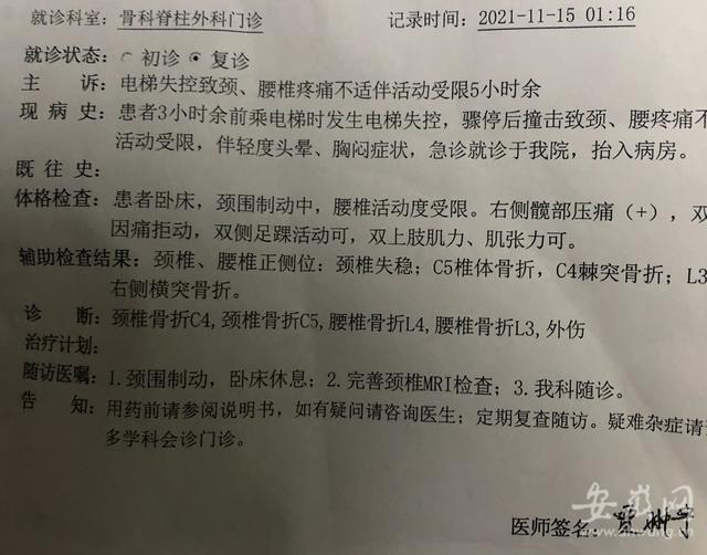 电梯急速上升至31层致一名业主多处骨折 事发合肥江南新里程小区休闲区蓝鸢梦想 - Www.slyday.coM