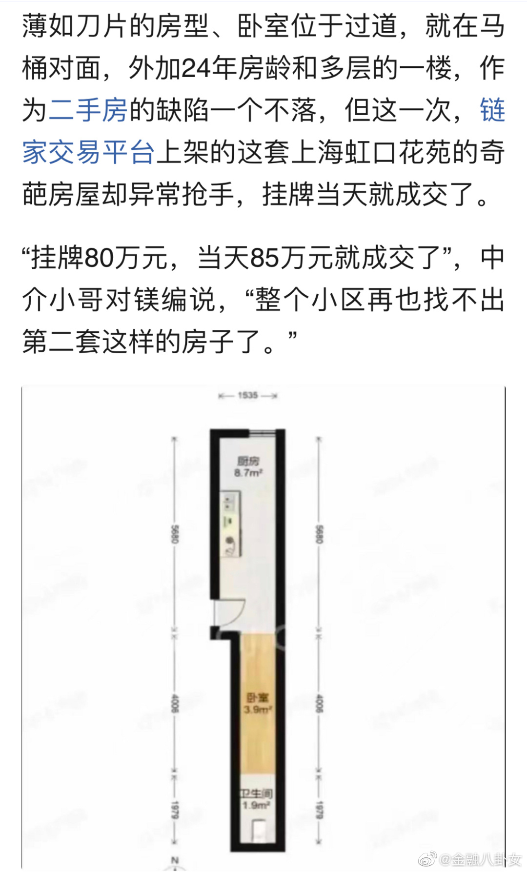 上海12平刀片房85万当天成交