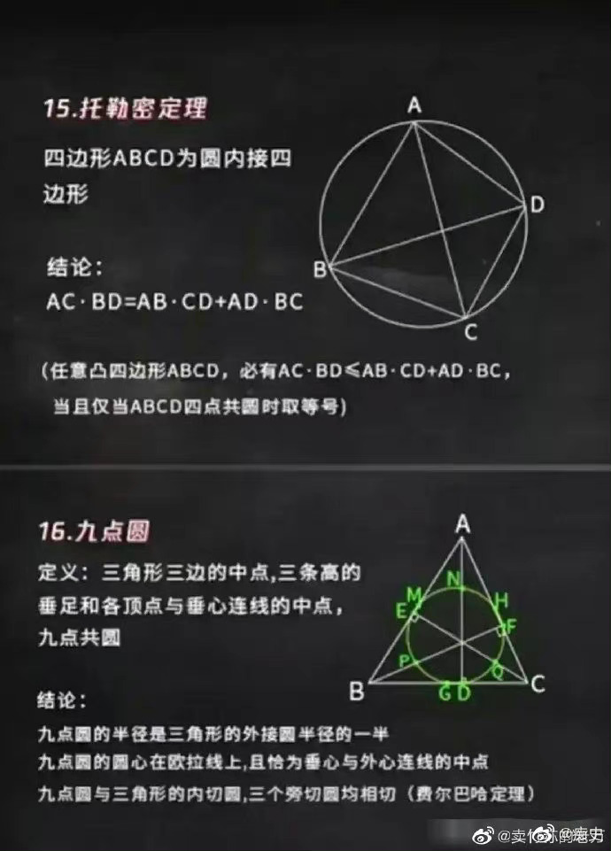 初中数学竞赛几何中常用的24个必备定理……