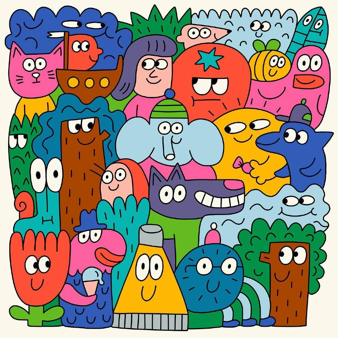 插画师 nina dzyvulska 趣味涂鸦人物,可可爱爱!