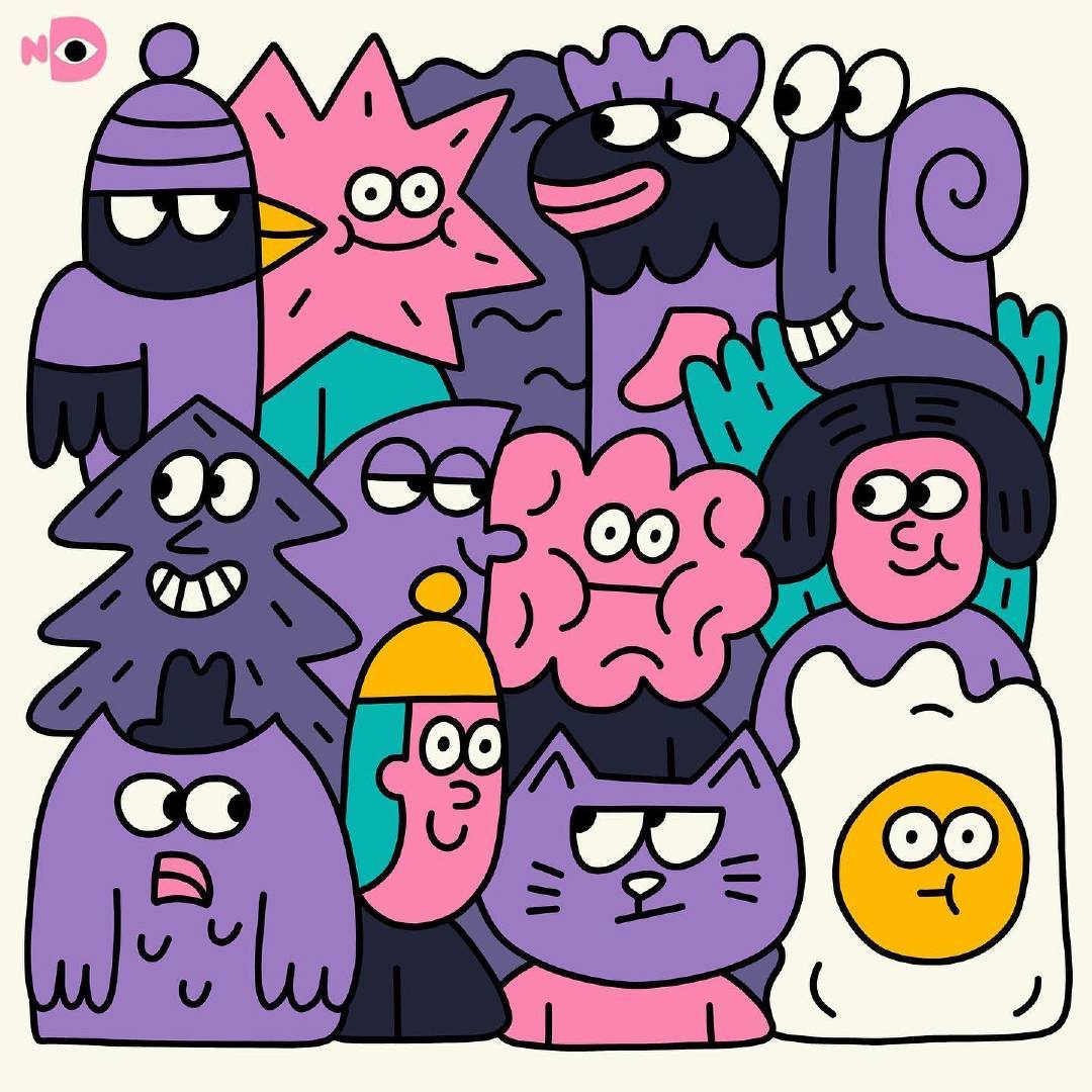 插画师 nina dzyvulska 趣味涂鸦人物,可可爱爱!