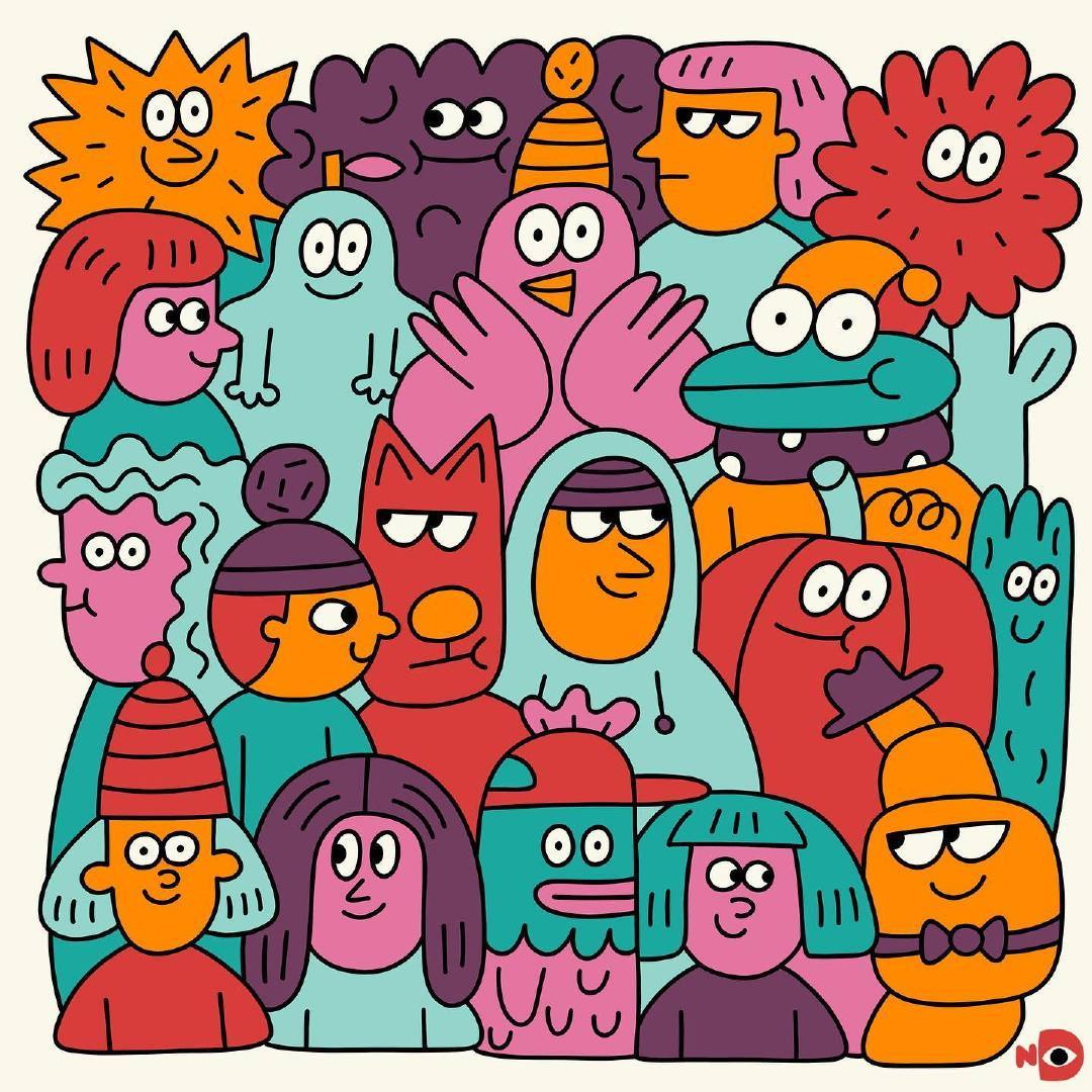 插画师 nina dzyvulska 趣味涂鸦人物,可可爱爱!