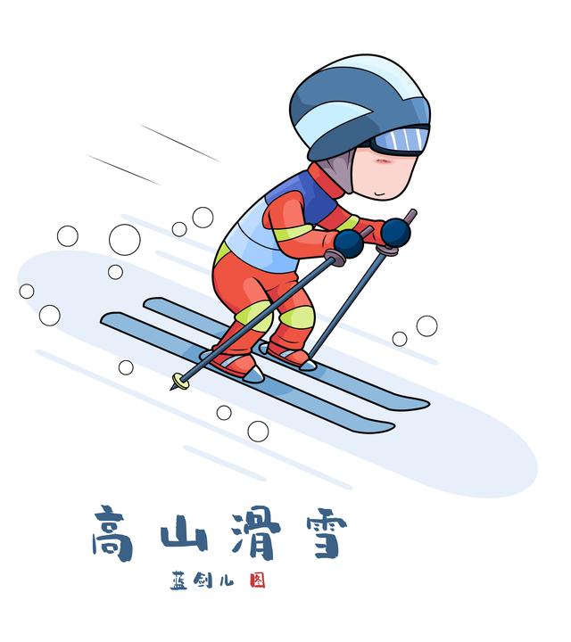 迎冬奥漫画冬奥会项目高山滑雪