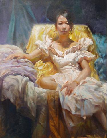 老艺术家旅美30年终画出唯美性感的西洋女子人体油画
