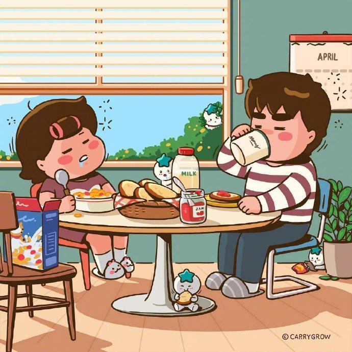 可可爱爱情侣间的恋爱日常插画师carrygrow