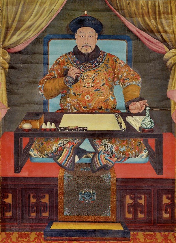 超高清古画|乾隆皇帝朝服像 郎世宁