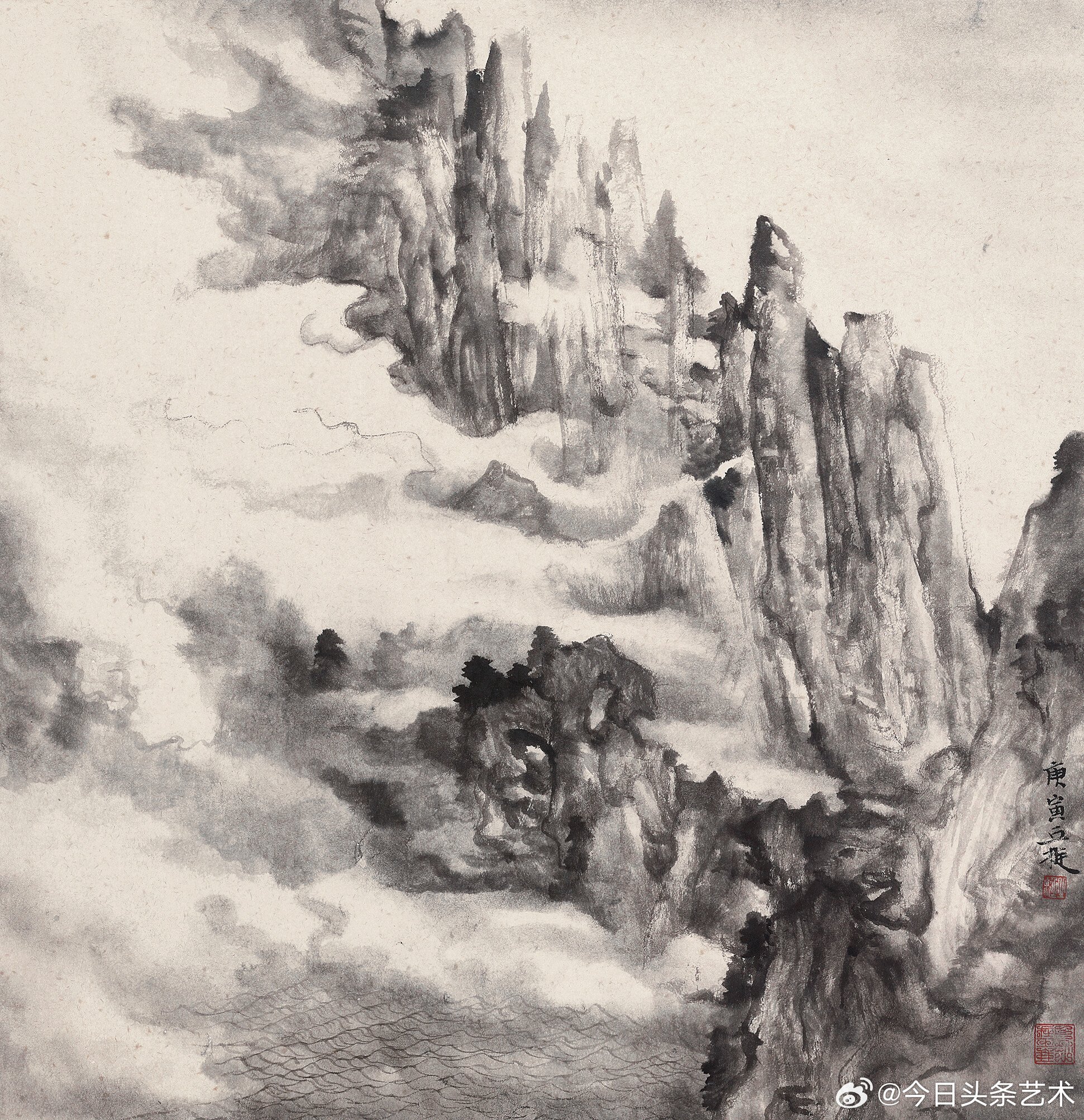 画家丘挺山水画